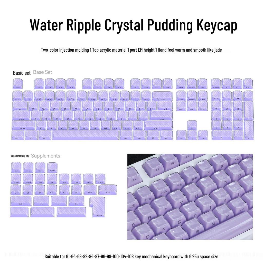 XVX Crystal Jelly 113-Unit Two-Color Mechanical Keycaps with Side Engraving