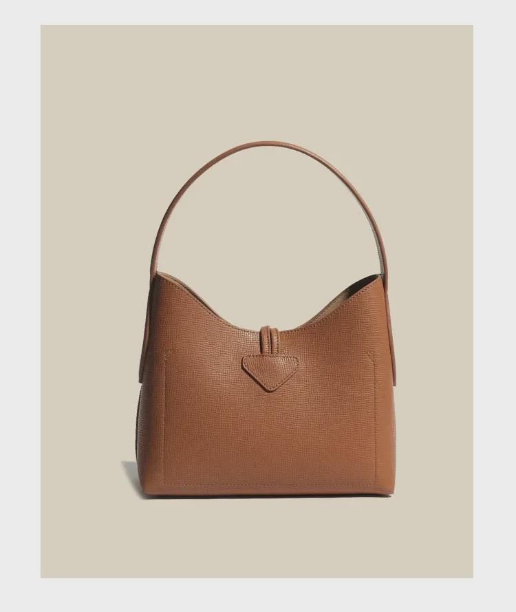 2024 Genuine Leather Bamboo Shoulder Bag: Spring/Summer High-End European & American Fashion