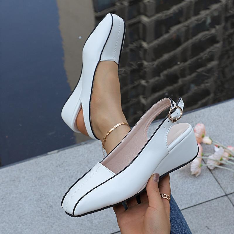 Fashion Retro Wedge Women's Sandals Spring New Style French Solid Color Casual Versatile Single Shoe with Toe Cover Platform Sandals