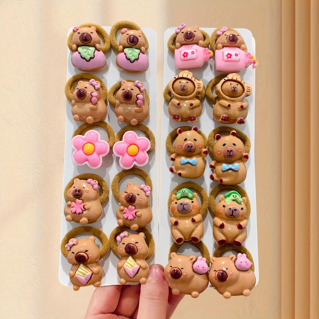 Nowe Słodkie Dziecięce Gumki do Włosów Kapibara Scrunchies Miękka Elastyczna Gumka Opaska do Włosów dla Dziewczynek Akcesoria do Włosów Żywiczne Opaski do Włosów Dekor