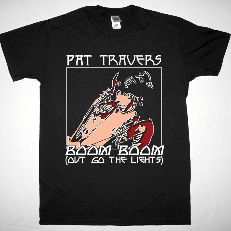 Pat Travers Boom Boom Out Go Lights Black T-Shirt Rock Tee S разноцветный