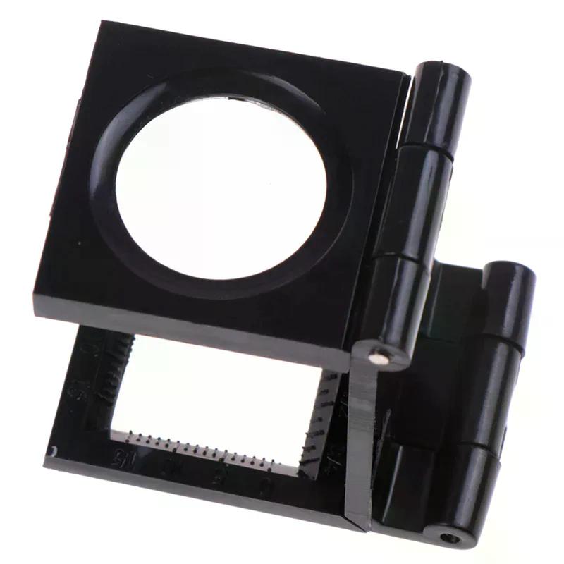 1pc Folding Magnifier Stand Loupe with Scale for Textile Optical Glass Tool 10X 28mm