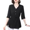 Chiffon Short-sleeved Shirt Women's Medium-sleeved Summer Medium and Long Belly-covering Waist Top Shirt