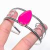 Ruby(Simulated) Gemstone 925 Sterling Silver Cuff Bangle Adjustable V8G67