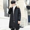 Korean Style Hooded Loose Extended Down Jacket for Men and Women Thickened Large Fur Collar Youth Jacket