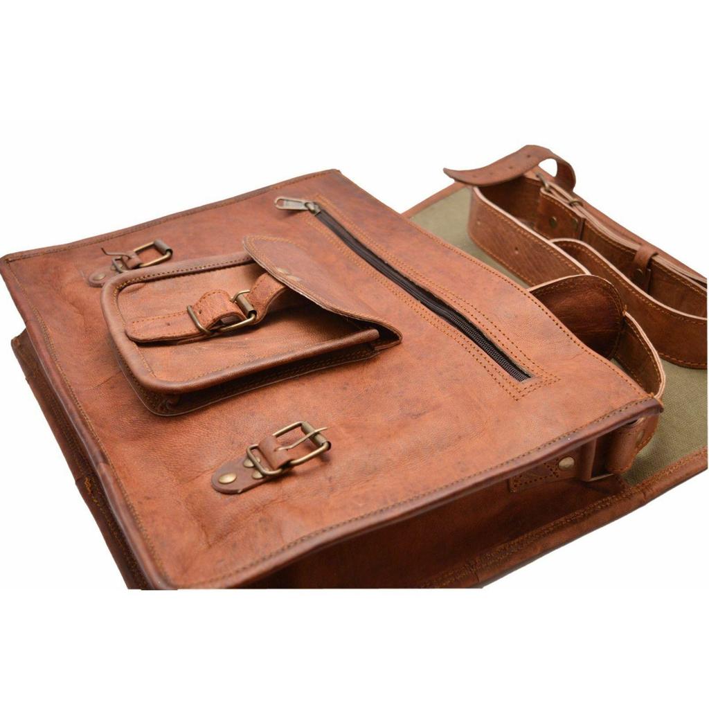 Leather Vintage Messenger Bag Shoulder Men Satchel S Laptop School Briefcase