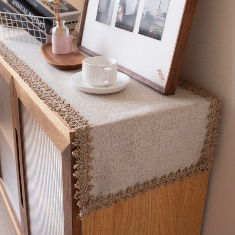 

Scandinavian Retro Cotton Linen Table Runner Minimalist Modern Thermal Shielded Table Mat Tablecloth Tea Table Cloth Rectangular Fabric Wide 33cm hemp edge table runner 33-120