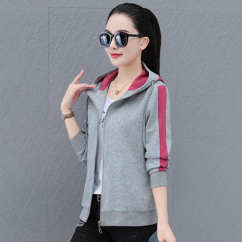 Dámská jarní a podzimní bunda s kapucí 2025: Lehký módní sportovní kardiganový svetr pro maminky.