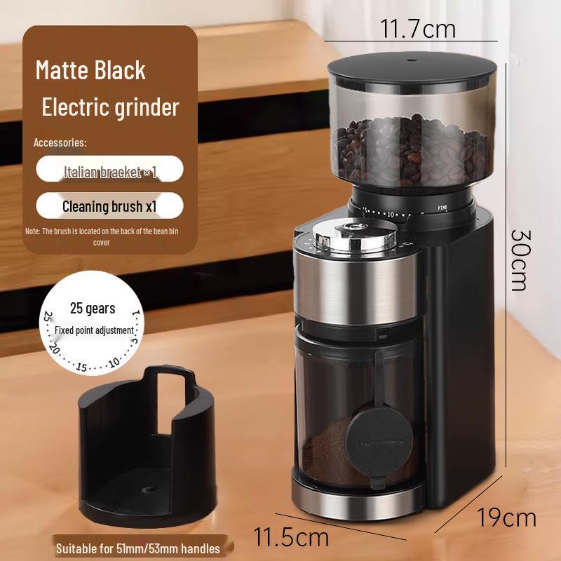 Adjustable Electric Coffee Grinder with Steel Core & Timer for Italian Coffee