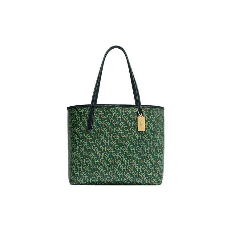 New COACH City Printed Coated Canvas With Smooth Leather Tote Bag, Shopping Bag, Handbag, Shoulder Bag Women's Green CF342-IMGRN