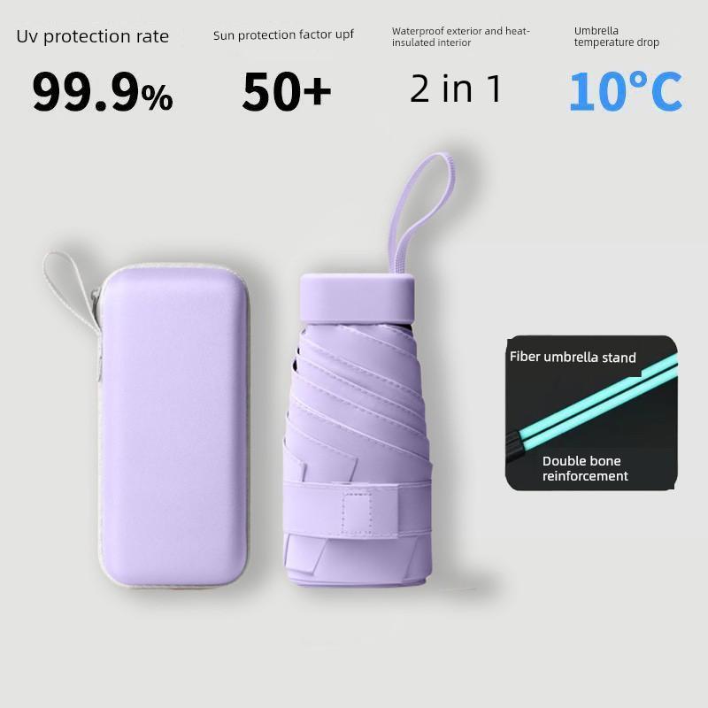 Ultra-Compact 40% off Sunshade and Rainproof Umbrella, Dual-Use Umbrella with Black Coating, Pocket-Sized Sun Umbrella, Mini Capsule Sun Protection