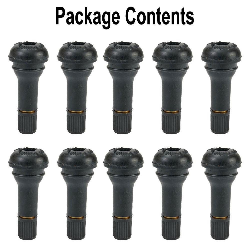 10Pcs Valve Stems Snap In Type Rubber Tool Tubeless Tyre Replacement Black Cap
