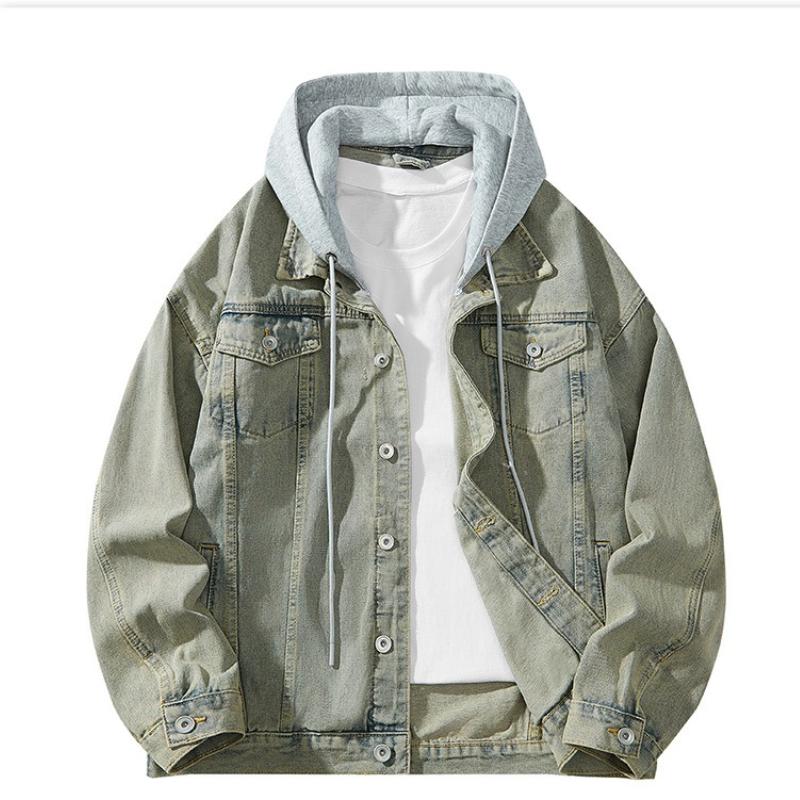 

Retro Hong Kong Style Denim Jacket for Men Loose and Slim and Versatile Washing Temperament 2XL