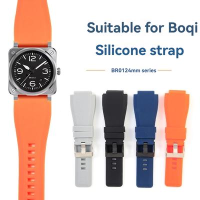 Voor Bell Ross Siliconen Herenhorlogeband BR01 BR03 Zwart Blauw Oranje Model Sport Waterdicht Zacht Siliconen Herenarmband