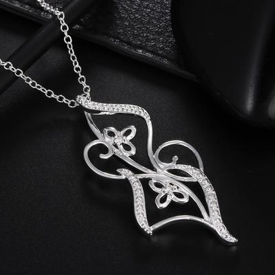 925 Sterling Silver Flower Pendant Wedding Necklace Fashion Jewelry