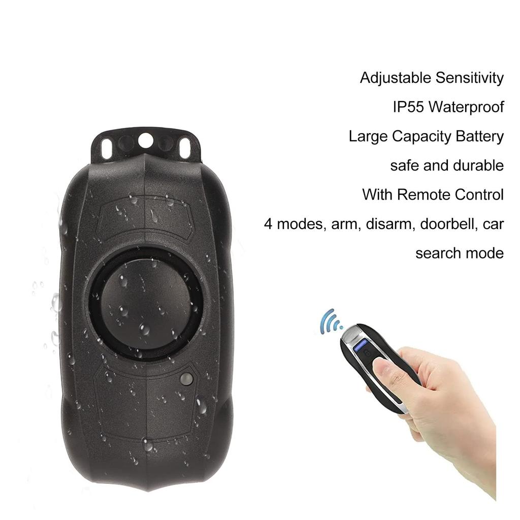 Kabelloser Fahrrad-Vibrationsalarm, IP55 wasserdichter Fahrradalarm mit Fernbedienung für Zuhause, 113 dB