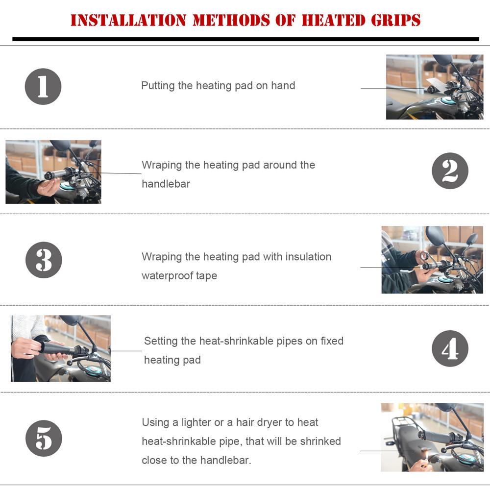 Winter Motorcycle Handle Heated Handlebar Set Electric Handle Sleeves Heater 12V