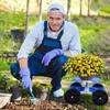 Gartenwerkzeugwagen mit Rollensitz, Nutzwerkzeugschemel mit flachen Rädern, Faltbarer Faulenzer-Sitzhocker, Pflück-Dreh-Aufbewahrungsregal, Höhenverstellbar