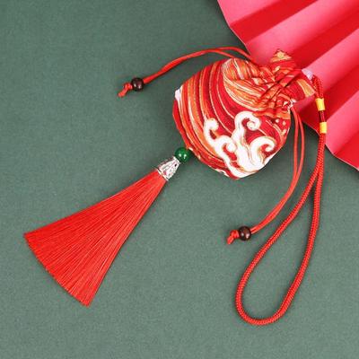 Fashion Printing Cloth Sachet Hanging Small Pouch Tassel Small Pouch Jewelry Packaging Bedroom Decoration Car Pendant Girl