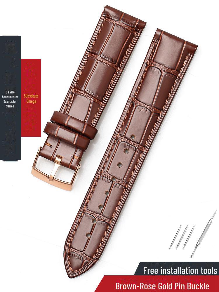 Omega Seamaster Genuine Leather & Bamboo Butterfly Strap - Men's & Women's Cowhide 20mm.