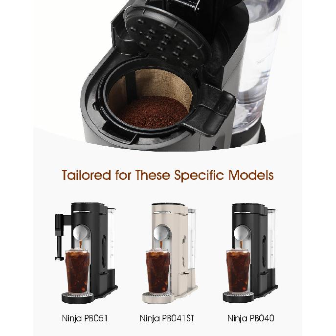 Reusable 304 Stainless Steel Coffee Filter for Ninja PB051/PB040/PB041ST Compatible with Ninja Capsule and Ground Coffee Machine 3