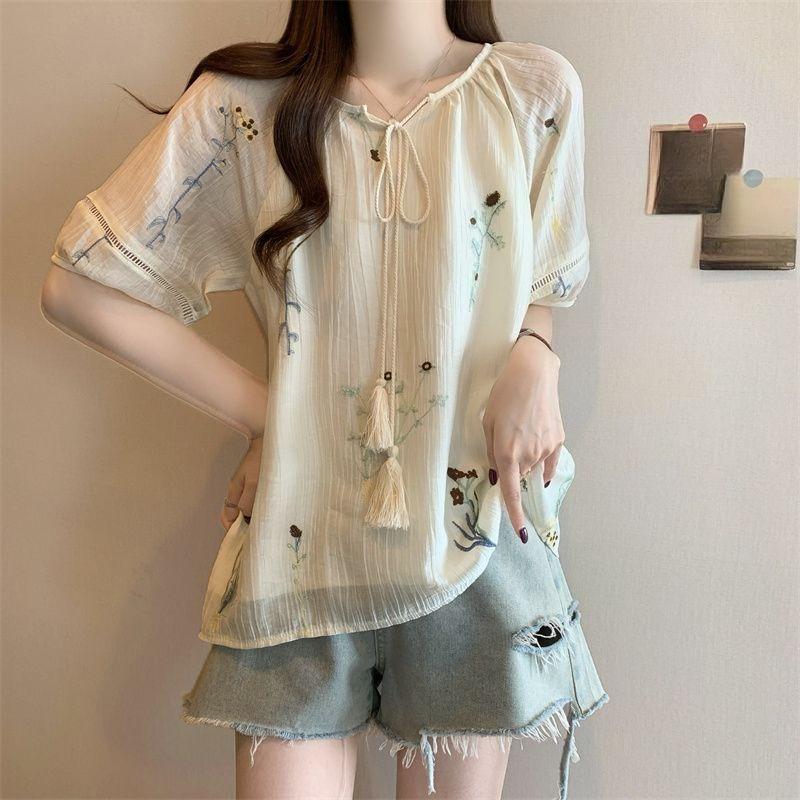 

Летние женские рубашки с коротким рукавом Уникальный дизайн со шнуровкой Элегантный дизайн блузок Стиль для отпуска Женская одежда XXL абрикосовый