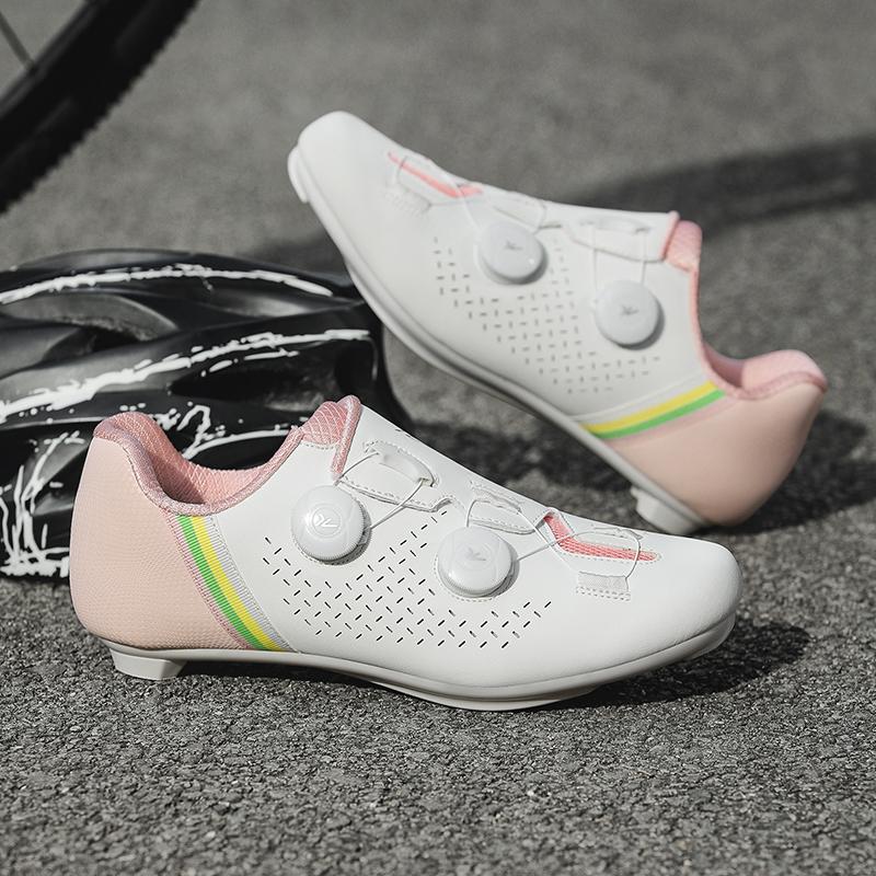 

Road Cycling Shoes man women Self-Locking Flat Cleat Shoes Non-slip Mountain Bicycle Shoe spd racing Sneaker Lightweight White 37