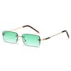  Fashion Rectangle Women Sunglasses Vintage Rimless Clear Ocean Gradient Lens Men UV400 Trending Sun Glasses