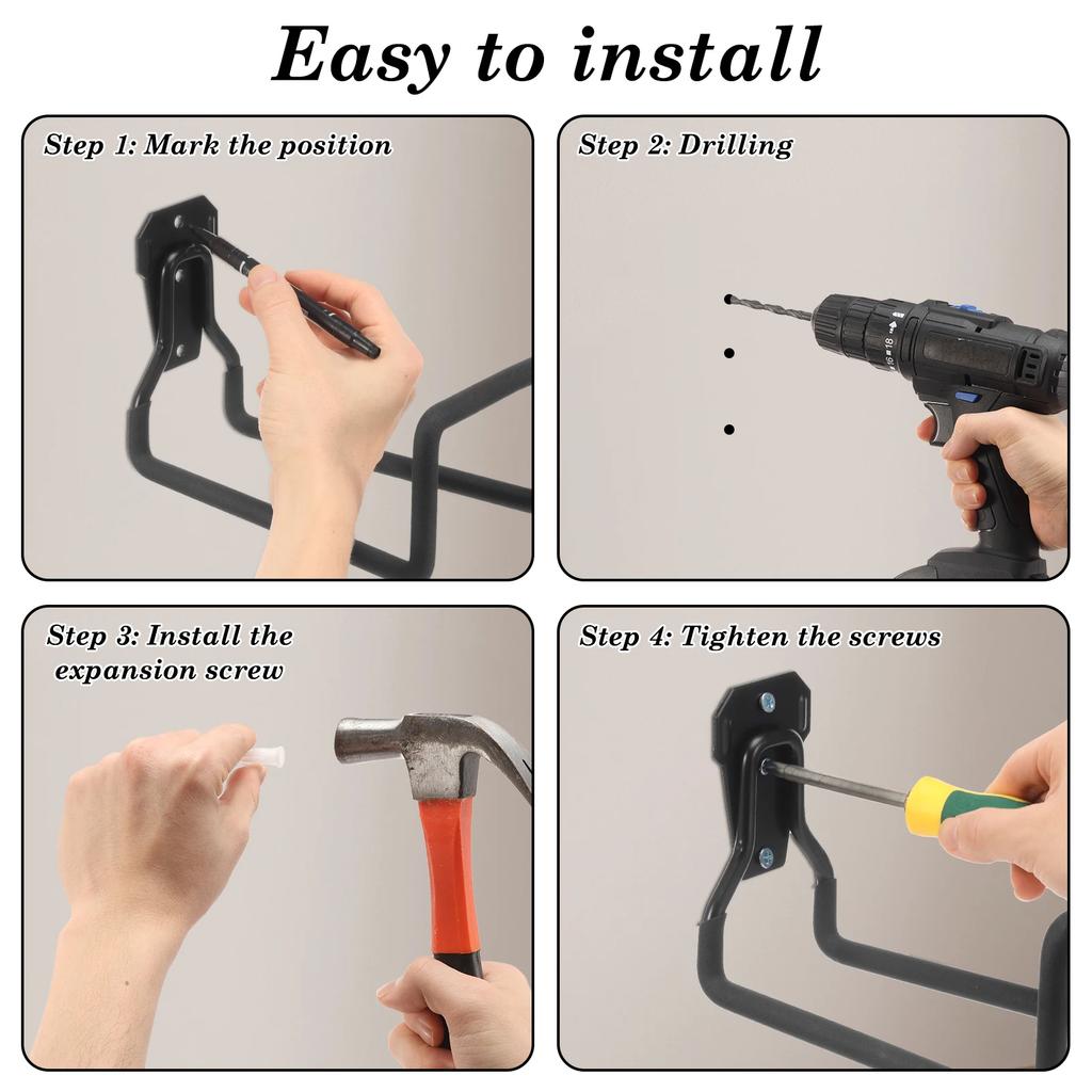 3Pcs Garden Hose Holder Metal Hose Reel Hanger Wall Hooks Organizer Heavy Duty Water Tube for Outdoor Indoor Garage Yard