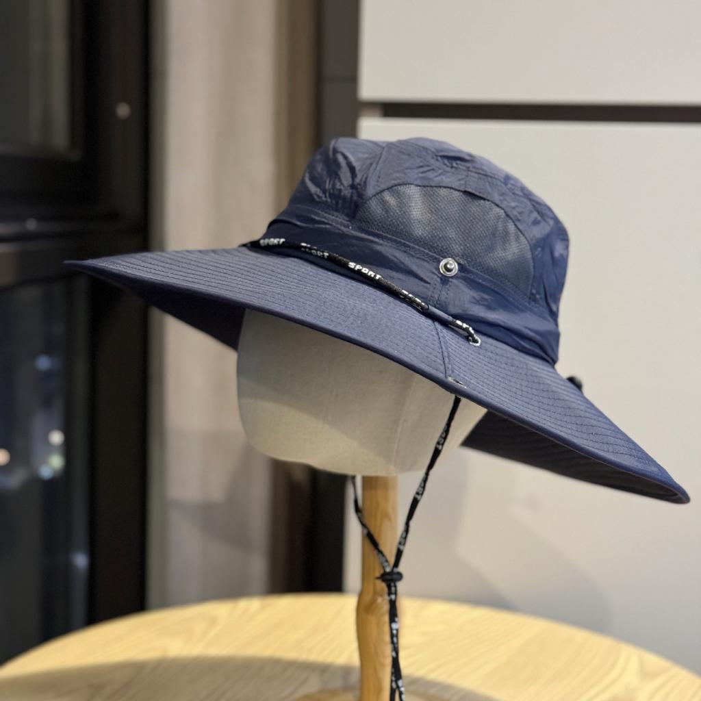 Spring and Summer Outdoor Drawstring Sun Protection Hat for Men and Women, Mesh Breathable Fisherman Hat for Travel, Hiking, Fishing, and