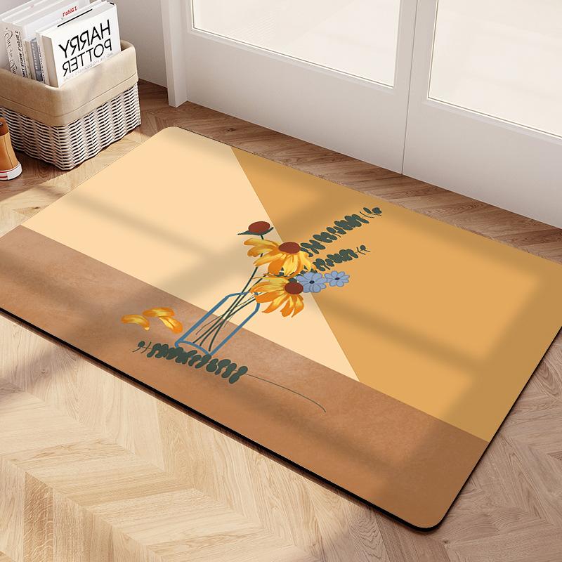 Nordic Wind Soft Diatom Mud Floor Mat Flower Home Bathroom Non-slip Mat Toilet Toilet Absorbent Foot Mat