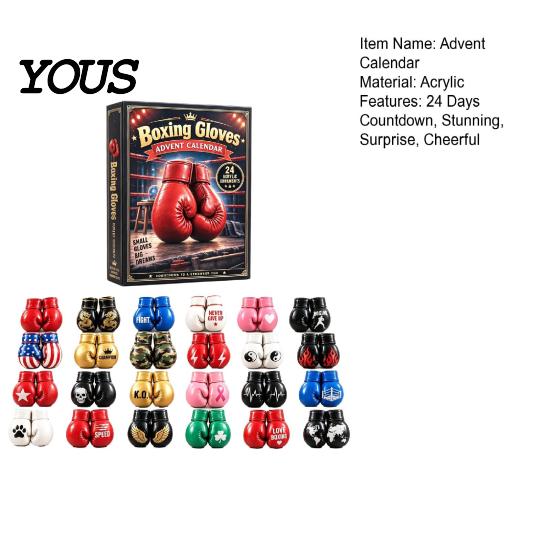 Christmas Countdown Gift Boxing Gloves Advent Calendar 2026, 24 Days with 2D Glove Ornaments Acrylic Ornaments, Boxing-Themed Holiday Gifts for Fans,