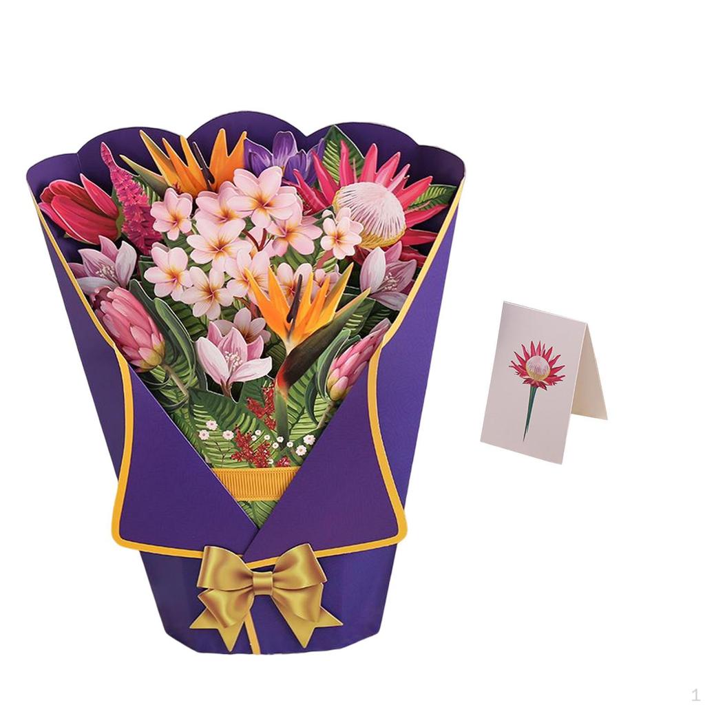 3D Bouquet Greeting Card Mother’s Day Birthday Paper Flower Romantic Popup