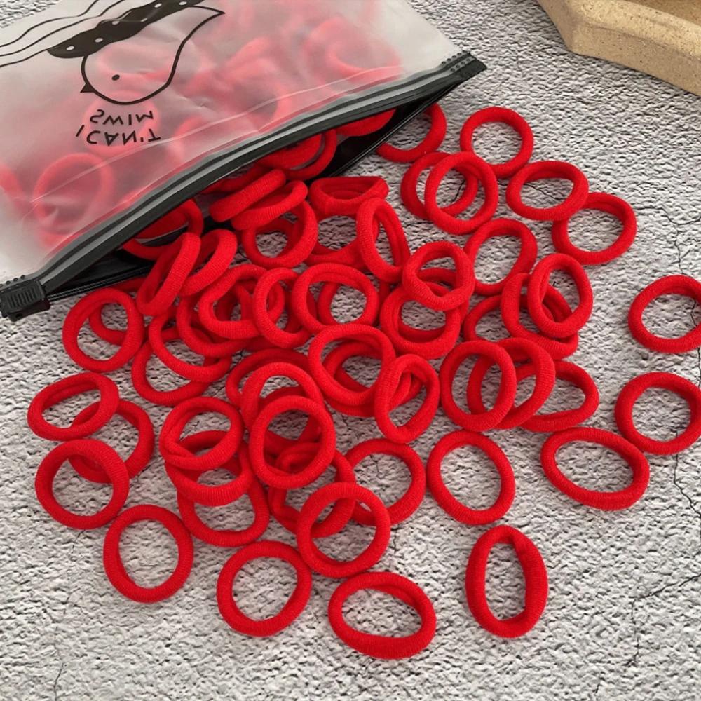 50Pcs Women S Seamless Thumb Ring Hair Ties Bagged Ponytail Holders With Compact Elastic Bands For Diy Simple Fashion Hair Cord