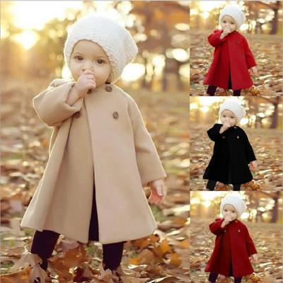 Moda Outono e Inverno Cor Sólida Bebê Meninas Casaco Estilo Coreano Roupas Infantis Manga Longa