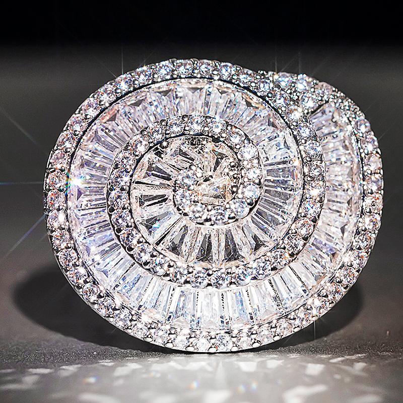 Huitan Special Spiral Design Women Ring Full Brilliant Cubic Zirconia Delicate Lady Accessories Trendy Jewelry for Party WeddingGood product