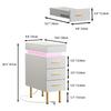 3 Drawer Bedside Table Adjustable Bluetooth Light Strip  Floor Mount Wood Bedside Cabinet with Charging Station for Home EUPlug