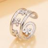Chic 18K Gold-Plated Stainless Steel Floral Ring - Versatile Hollow Flower Design