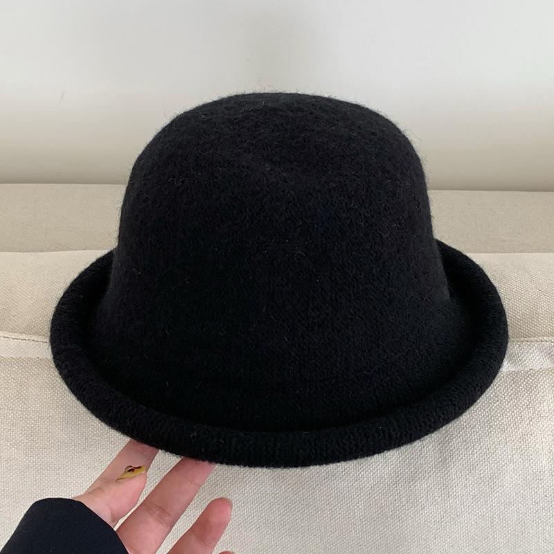 Шерстяная шляпа-ведро с кудрями женская высокая стильная элегантная шляпа подчеркивает лицо маленький цилиндр купол повседневная шляпа-ведро One size fits all чёрный