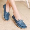 Womens Floral Hollow Leather Shoes Retro Elegant Slip On Flat Shoes Breathable Shallow Shoes Elegant Office Ladies Footwear