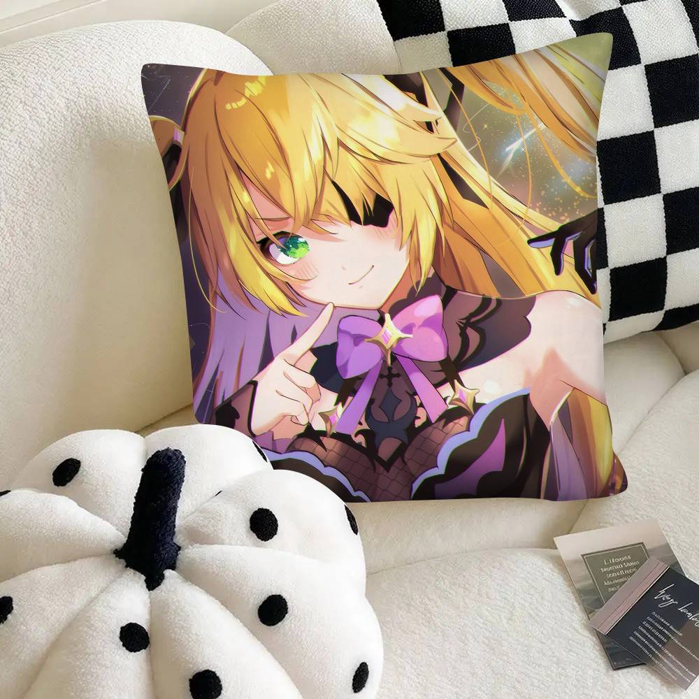 Fischl Anime Game Genshin Impact CUTE Pillow Case Square Pillow Bedroom Sofa Leisure Comfort Cushion Car Home Decoration