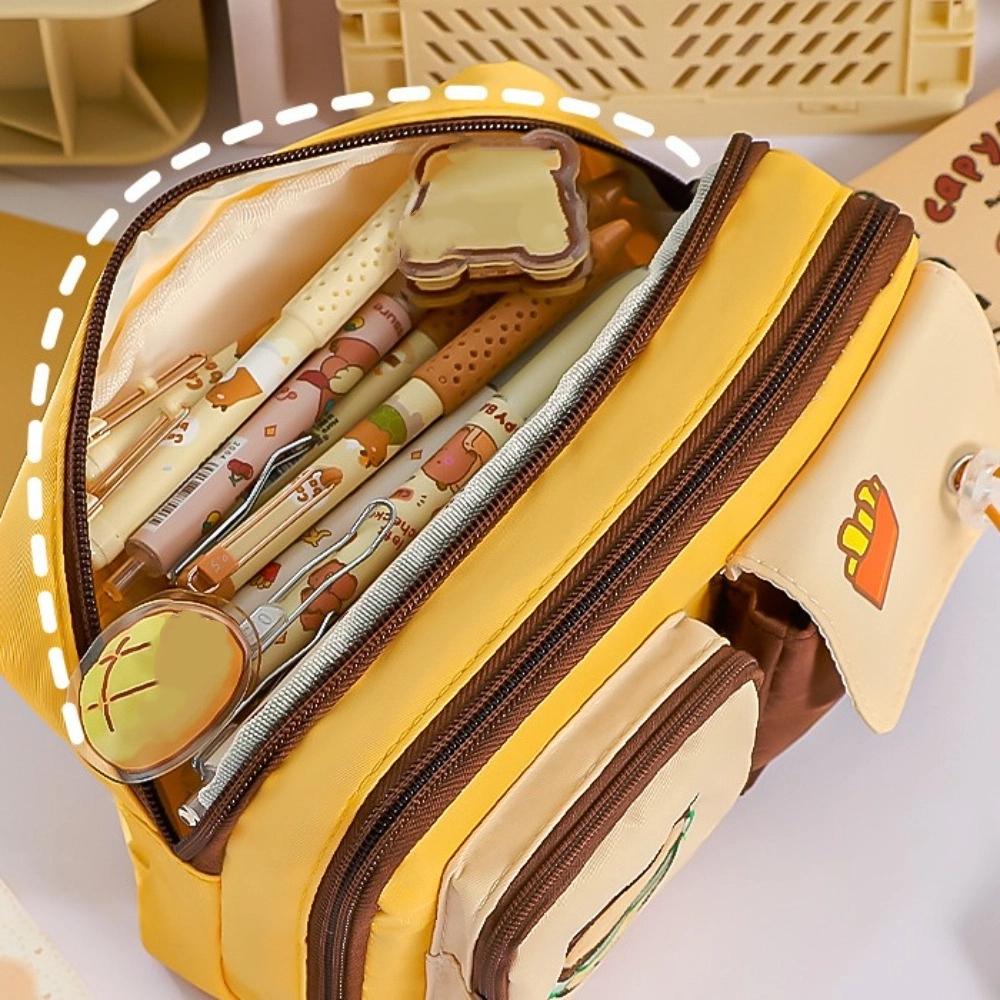 Cartoon Embroidery Cartoon Pen Pencil Case Stationery Storage Bag School Office