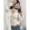 Vintage T Shirt Women Lace Lcae Up Shirt Hollow Out Y2k Tee Tops Fairycore 2000s Korean Style Tshirts Autumn Winter