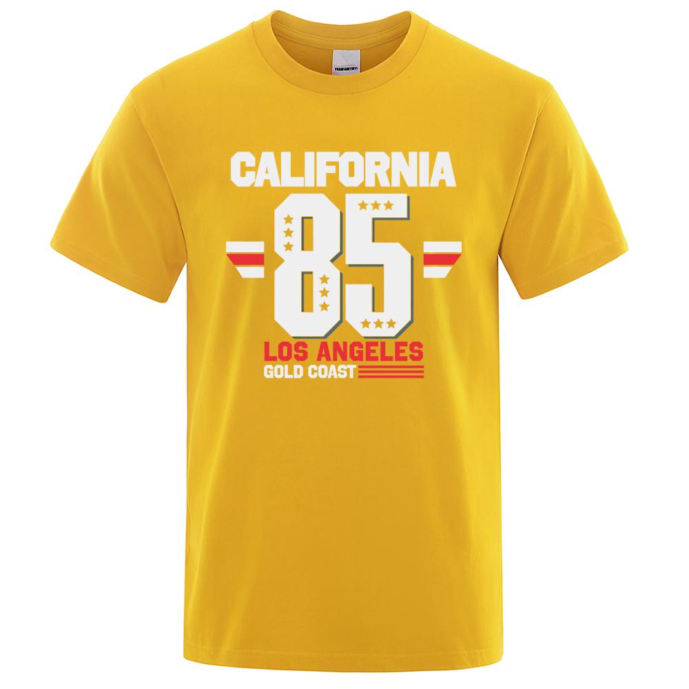 California 85 Los Angeles Gold Coast T-Shirt Casual Loose Tops Oversized Summer Tee Clothes Fashion Cotton Crewneck Men Clothes