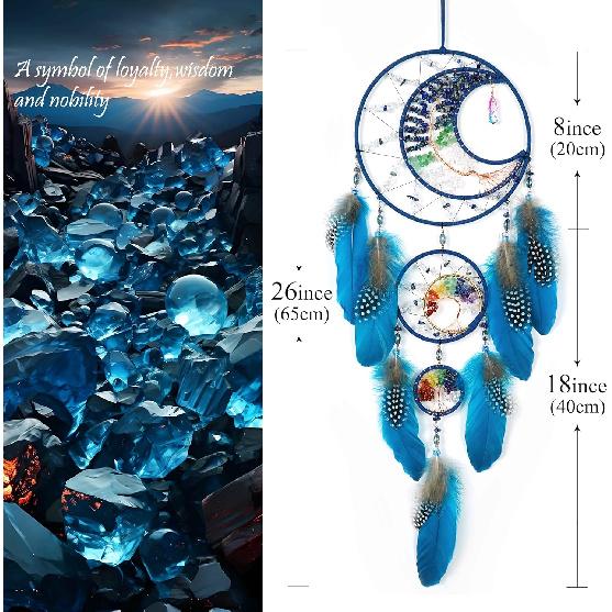 Dream Catchers for Adults,Dream Catchers Boys,Dream Catcher Wall Hangings,Crystal Tree of Life Dream Catcher,Large Moon Design Wall Hanging for