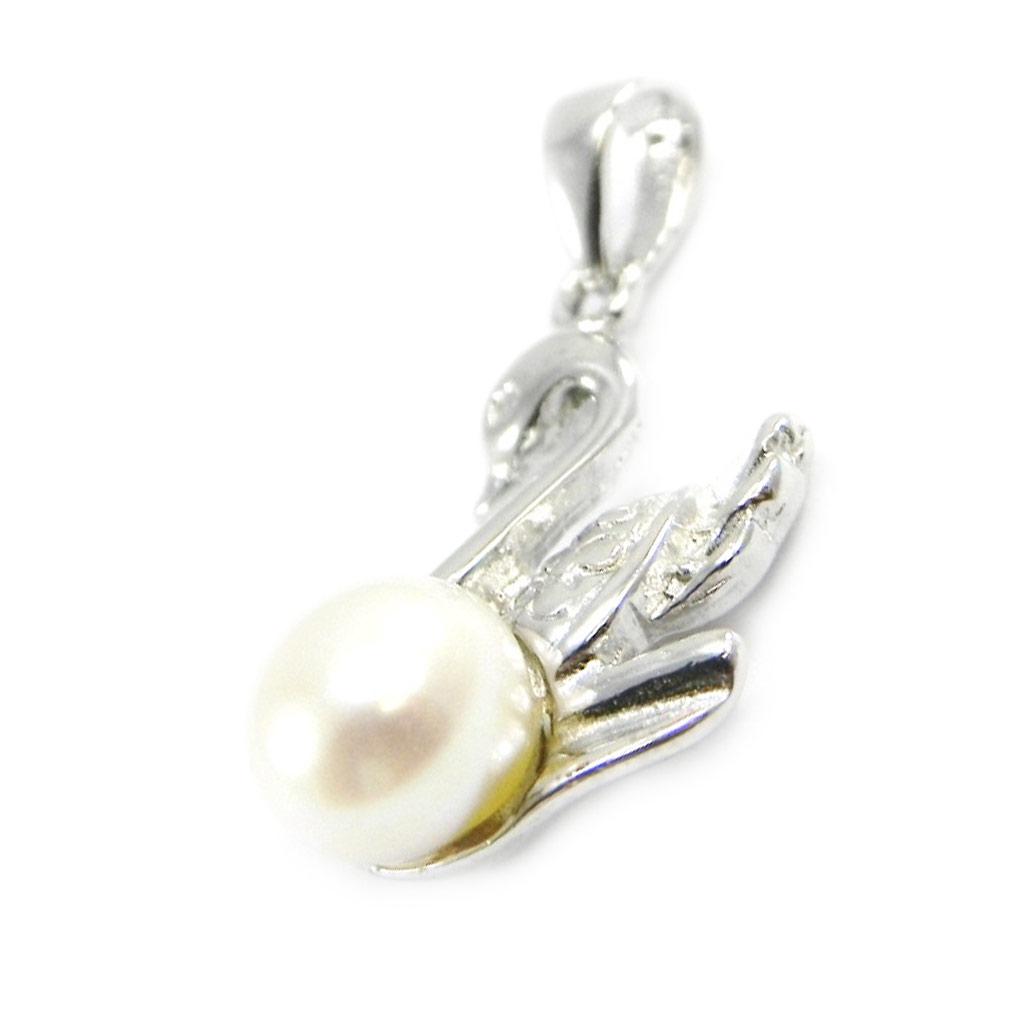 Les Trésors De Lily [C4695] - Silver Pendant 'Pearl Câline' White