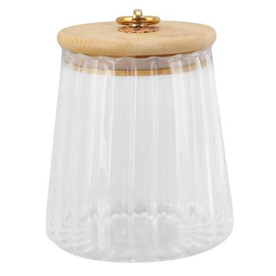 580ml Glass Tea Canister Transparent Food Storage Containers Jars with Airtight Bamboo Lid for