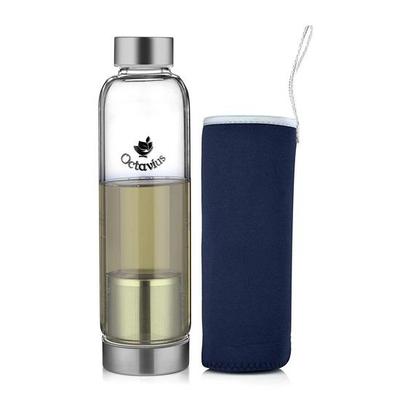 Octavius | Borosilikat Cam Şişe | Demlikli Yeşil Çay Şişesi - 520 Ml | Cam Demlikli Su Şişesi | Çay Süzgeci (520 ML)