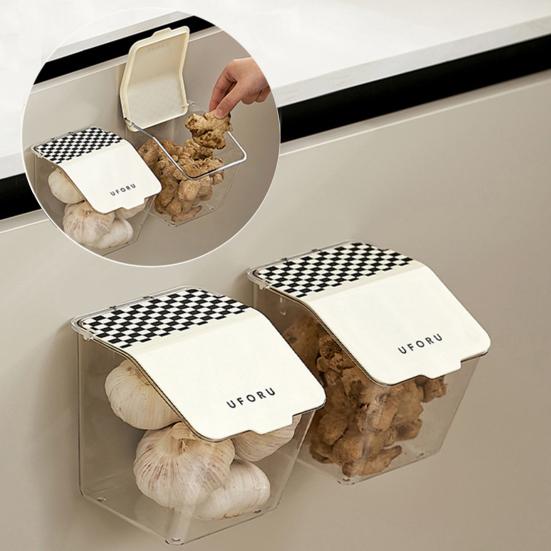 Ginger Storage Box Wall-Mounted Dustproof Good Sealing Food Grade with Cover Ginger Garlic Box Daily Necessities Storage Holder Kitchen Supplies