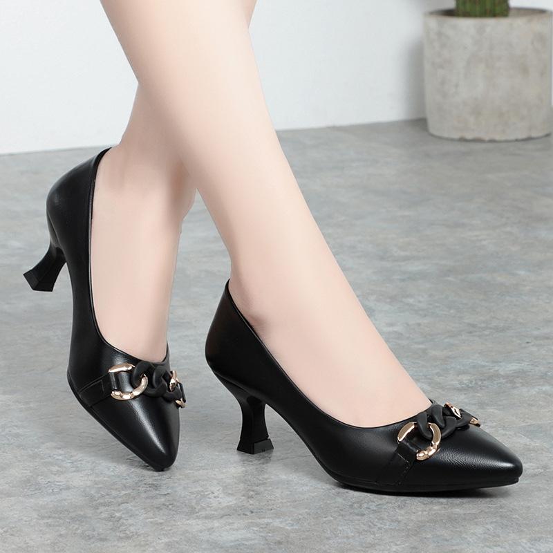 Fashion French Retro Women Shoes Pointed Toe High Heels Spring Autumn New Shallow Mouth Stiletto Single Shoes Temperament Women's Shoes